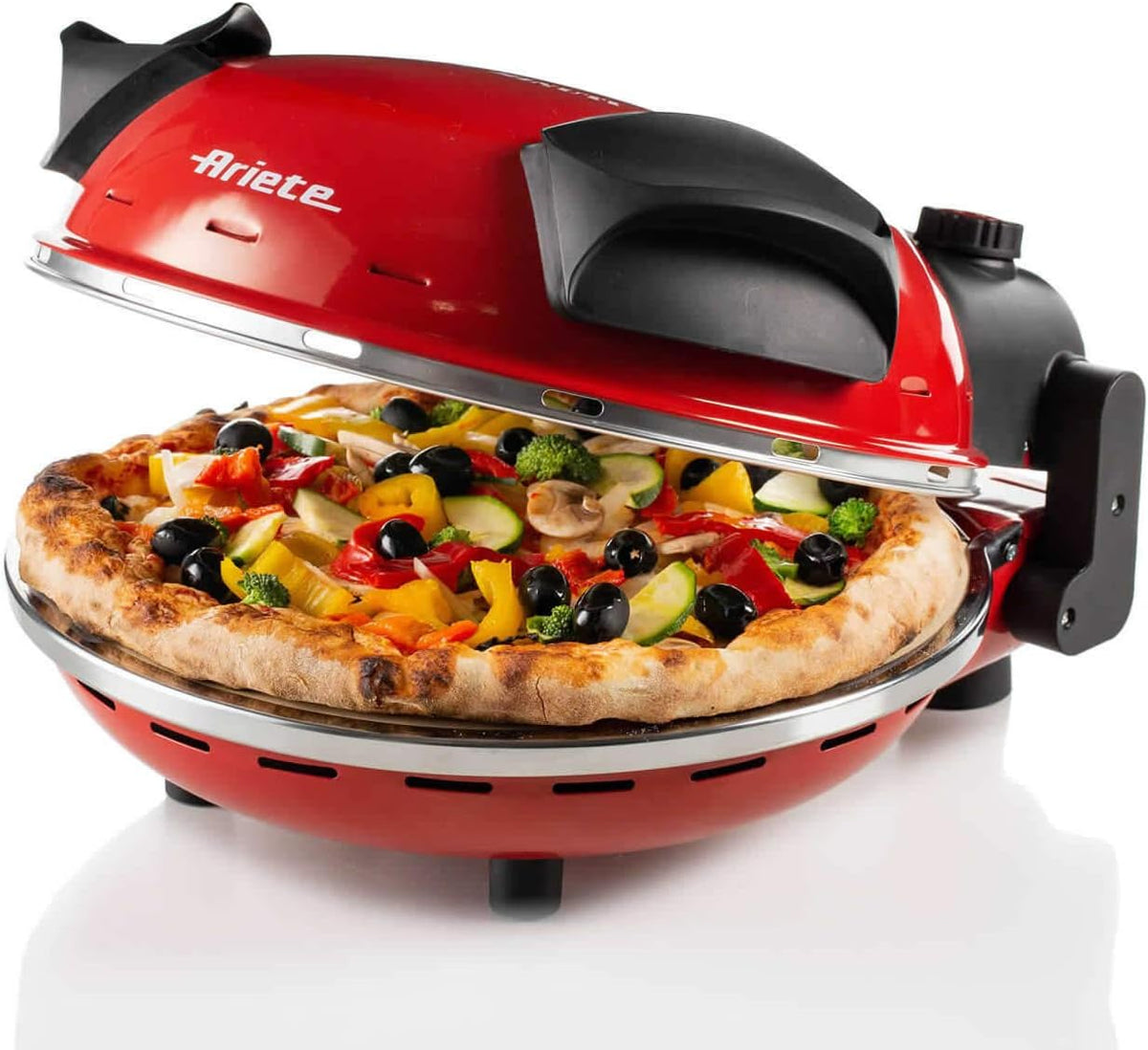 Ariete Four à pizza, réglable, acier inoxydable, 5 Niveaux, Plaque Réfractaire pour Le Réchauffage, 918 l, 32 cm, 5 Niveaux de Cuisson, 400°C