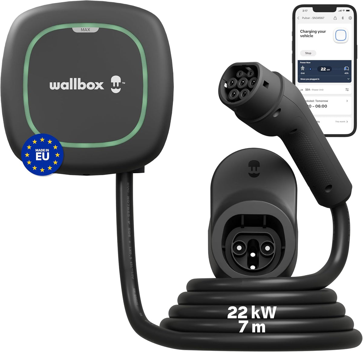Station de charge, 230 V, Chargeur Voiture Electrique, Wallbox, 400 V, 22kW, 7, 4 kw, 11 kw, 22 kw, 50 Hz, 60 Hz, Pulsar Max 22kW, portable