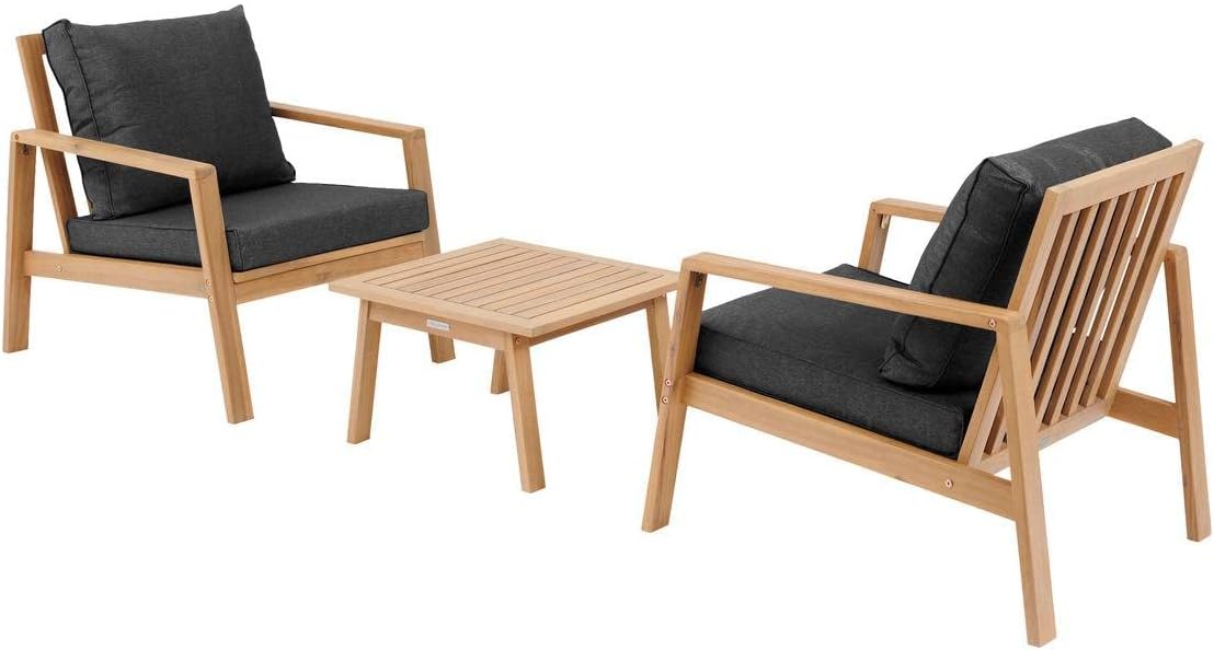 HESPERIDE Salon de jardin, Hespéride Mobilier de Jardin Tiwi Carbon & Acacia 2 Places