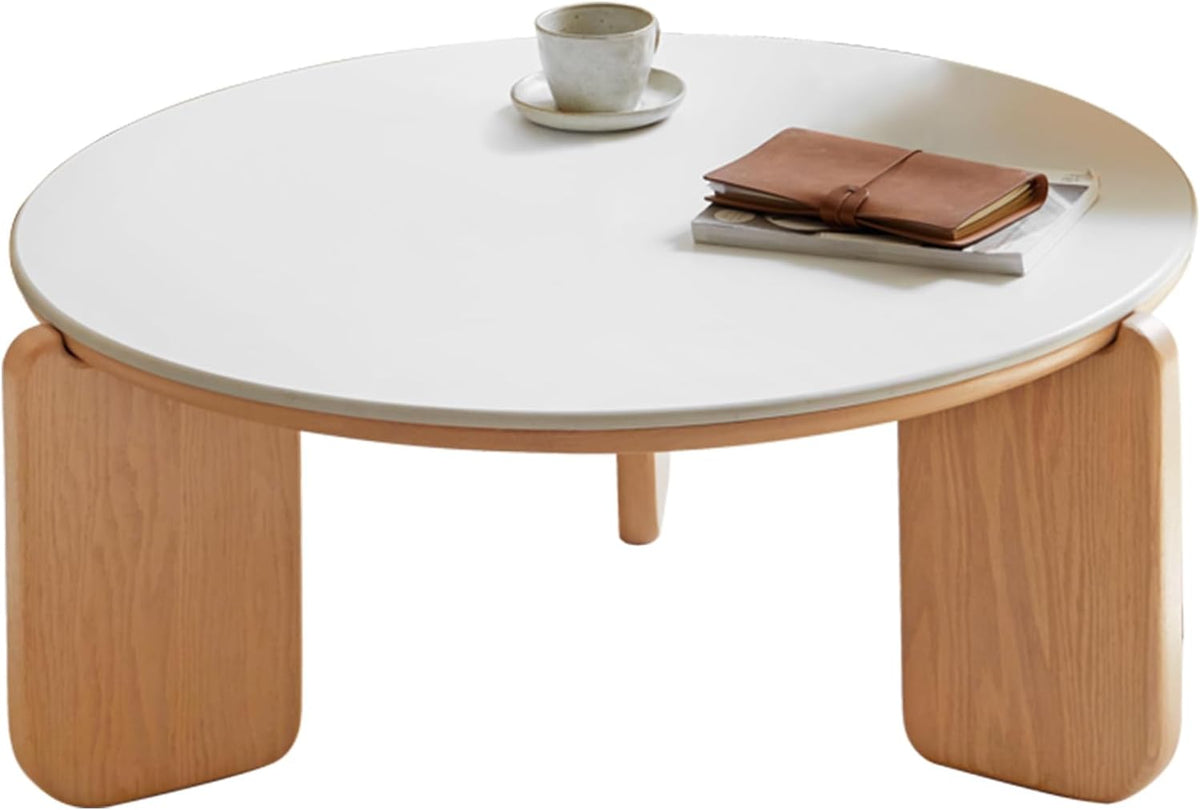 Table basse, Ø 80 × 35 cm, YESWOOD, 80 cm, 20 cm, 4 cm, 71 cm, Blanc