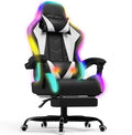 Chaise, 180 kg, éclairage LED, Devoko, 3 cm, 1, 8 mm, 366 modes, réglable, Fauteuil Gamer avec Appui-tête réglable, Blanc