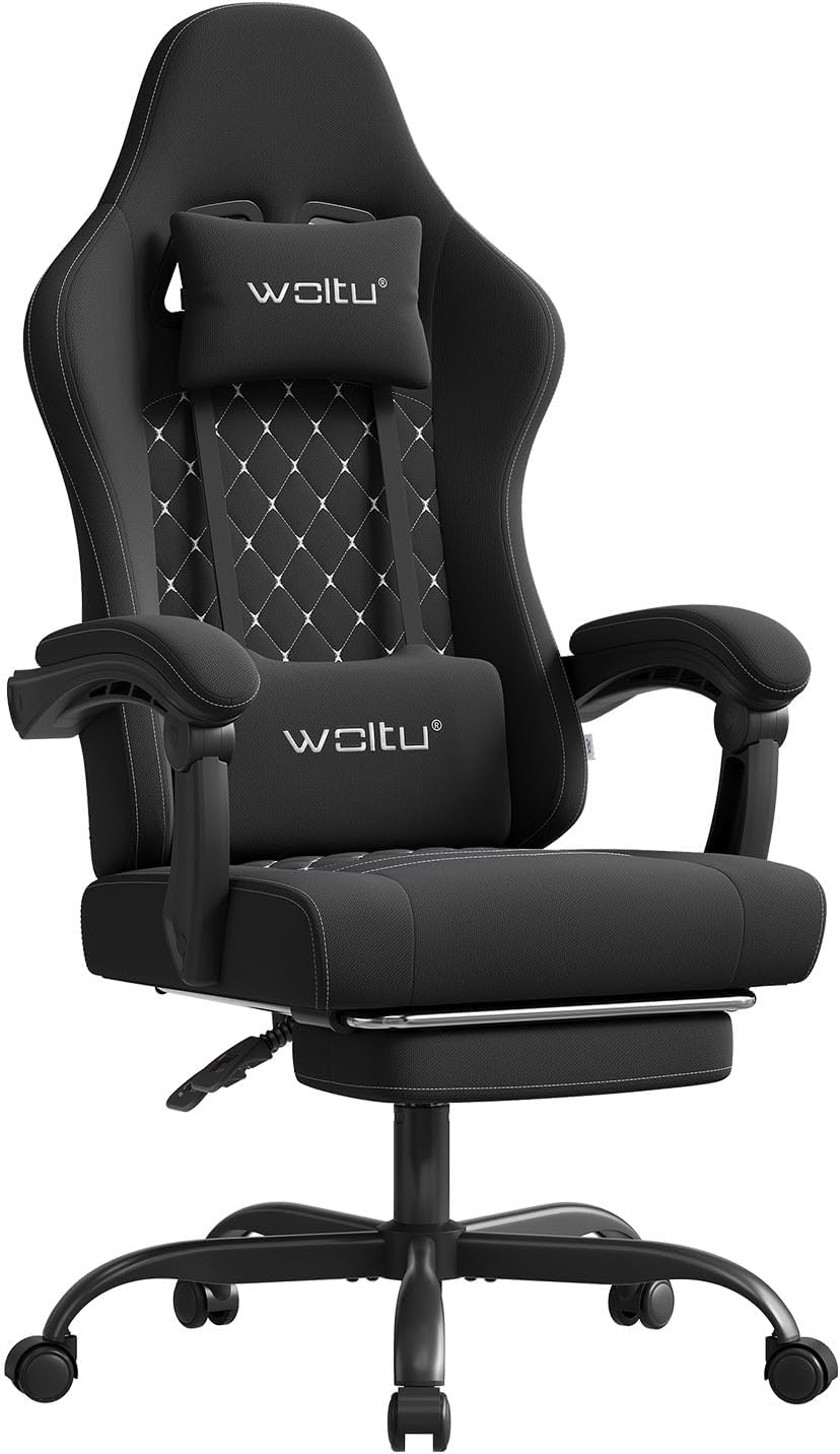Chaise, 53 cm, réglable, WOLTU, 150kg, avec Coussin à Ressorts, Noir+Blanc
