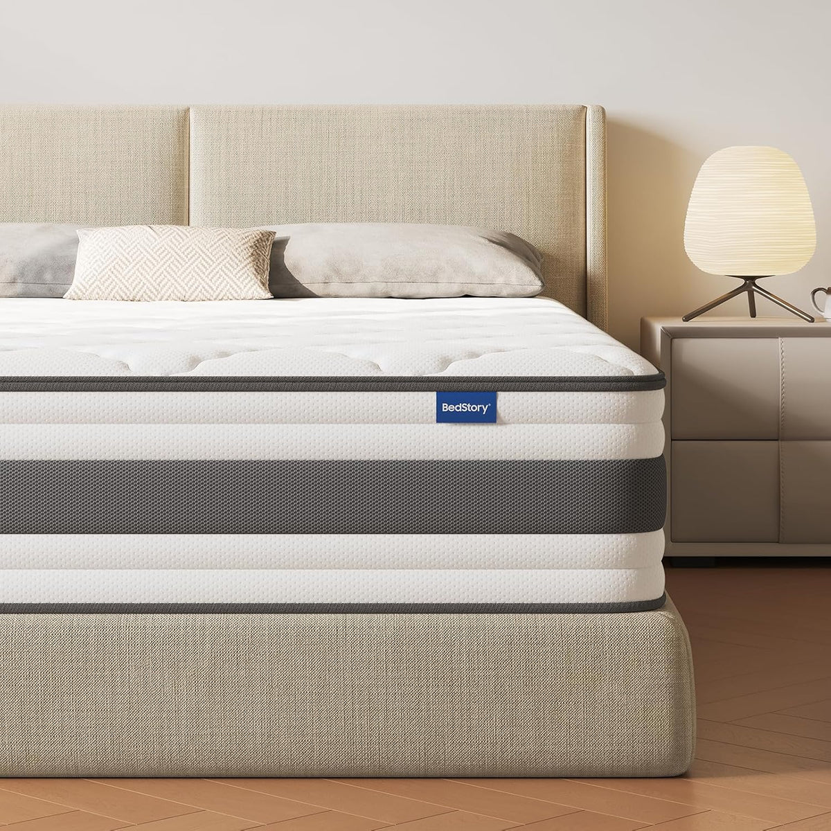 Matelas BedStory 140x190-26, Mousse à Mémoire de Forme Respirante avec Soutien des Bords Renforcé, 26 cm, 140 × 190 cm, 30°C, Confort Ferme H4