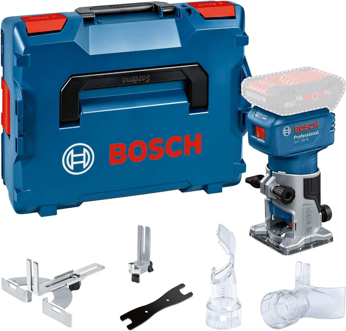 Bosch Professional Défonceuse, 8 mm, Bosch PRO Affleureuse sans-fil GLF 18V-8, 17 mm, 51W