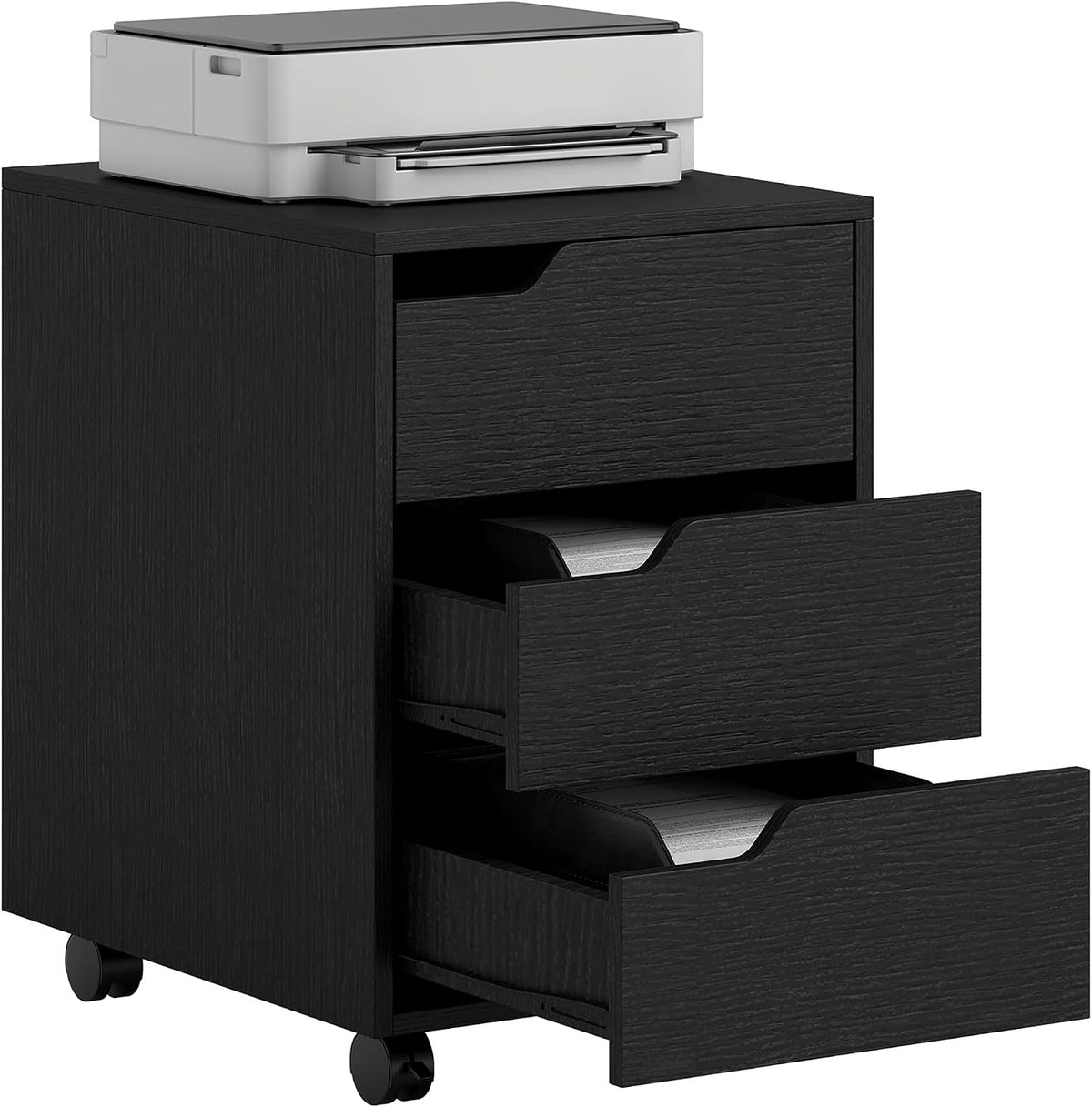 HOMCOM Caisson de rangement, 5 cm, 40 × 50 × 57, 5cm, 40l, 31l, 3 tiroirs, portable