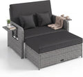 LIFEZEAL Salon de jardin, pliable, 360 kg, 30 cm, Charge 360 kg, Dossier Inclinable 4 Positions, 2 Oreillers, Style 2, réglable, Noir
