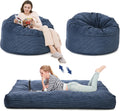 Canapé, 190 × 135 × 25cm, OPULENTHOME, Géant Pouf Lit Convertible en Velours Côtelé, Rembourrage Mousse, Bleu