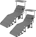 Bain de soleil, 100 kg, Lot de 2 grandes chaises longues de jardin pliantes avec auvent, Huracan, 194 × 67, 5 × 29 cm, 68 cm, 53 cm, 0, 8 mm