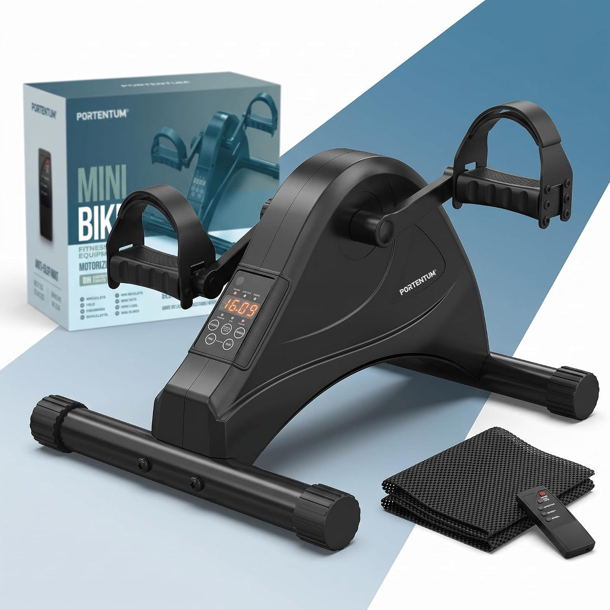 Pédalier, 12 VITESSES, télécommande, Compact pour Le Sport Maison, PORTENTUM, 12 niveaux, Version Manuelle ou motorisée