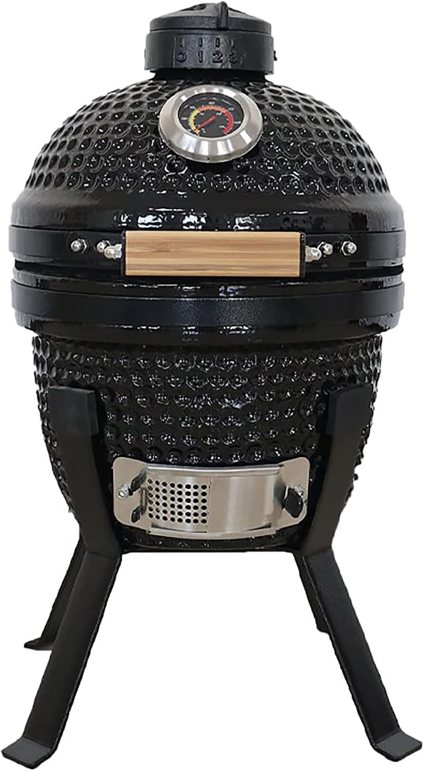 Kamado BONO Barbecue, 33 cm, acier inoxydable, noir, portable