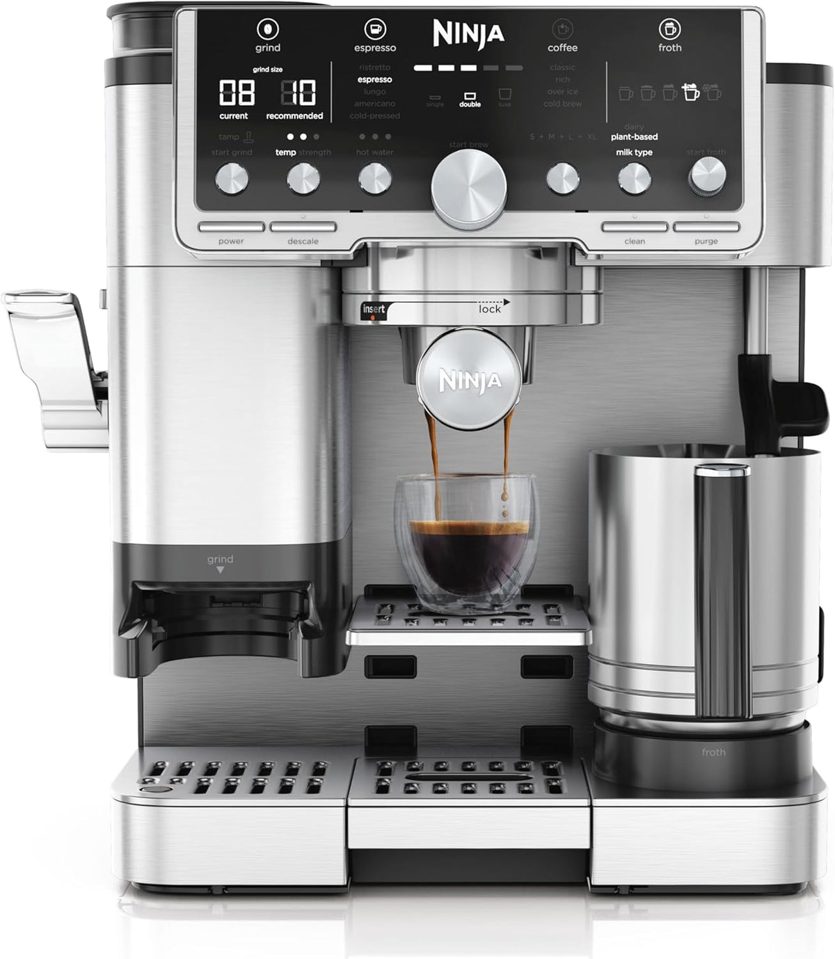 Machine à café NINJA 3-en-1, 35, 5 cm, réservoir d'eau, Latte, Cappuccino, facile à utiliser