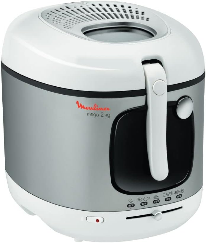 Friteuse, réglable, 2 kg, Moulinex, 2 kg de frites, 150°C, 190°C, Blanc, filtre à charbon